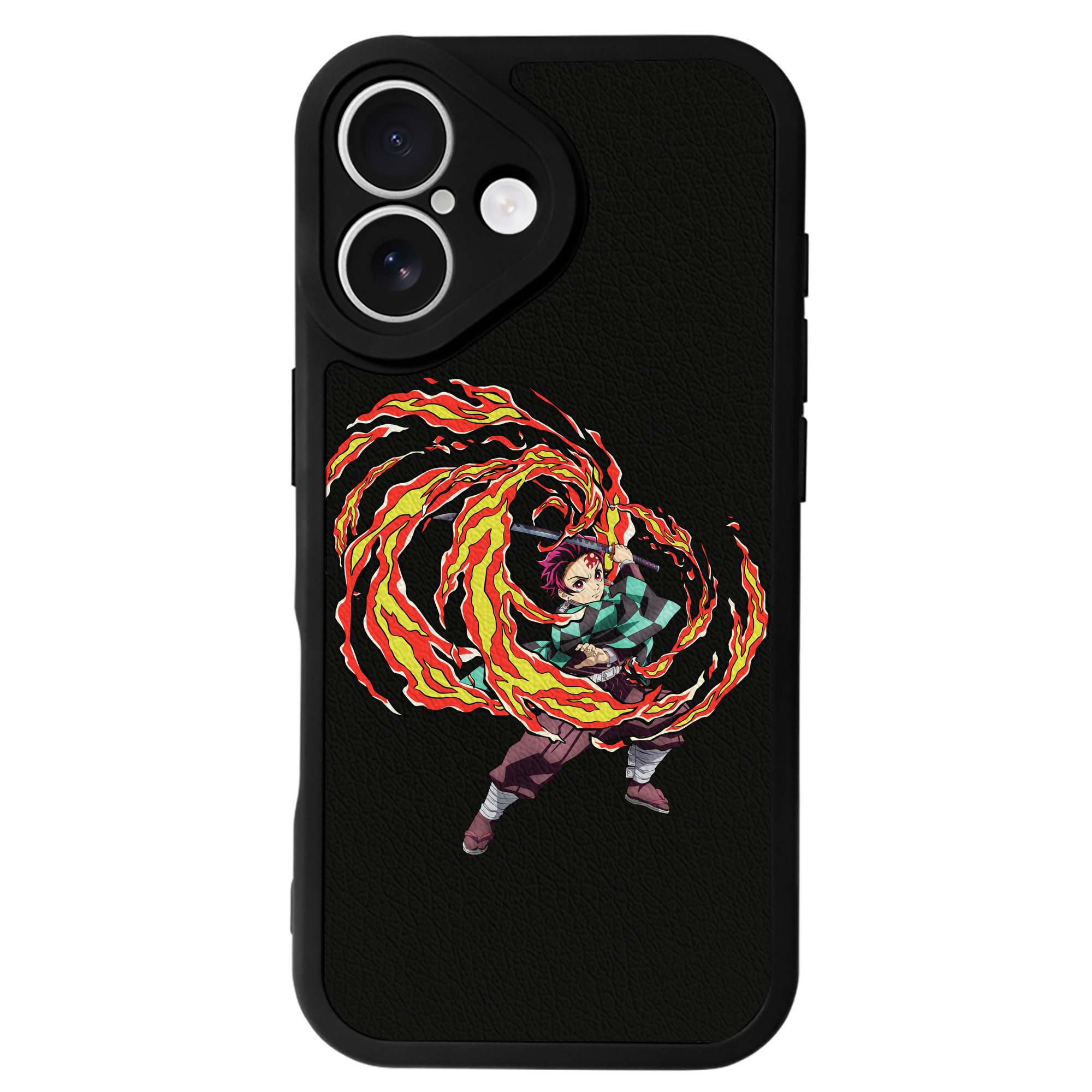 （画像用） 鬼滅の刃 竈門 炭治郎／かまど たんじろう Kamado Tanjirou 【iPhone 16シリーズ対応】シリコンスマホケース（レザー調） 材質：シリコン